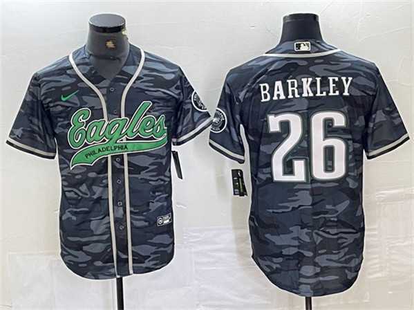 Men's Philadelphia Eagles #26 Saquon Barkley Gray Camo Cool Base Baseball Stitched Jersey,We sell and wholesale Men's Philadelphia Eagles #26 Saquon Barkley Gray Camo Cool Base Baseball Stitched Jersey on line form chian!